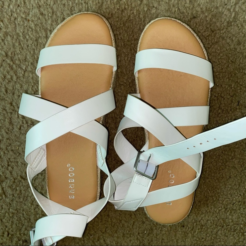 white bamboo sandals